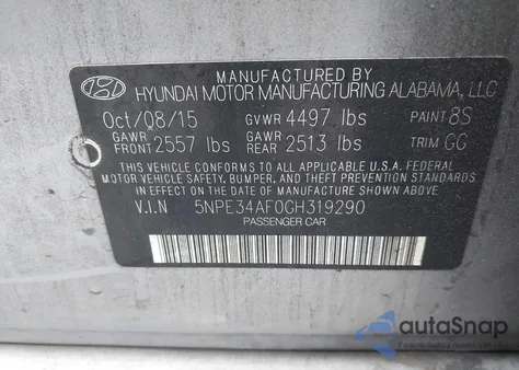 2016 Hyundai Sonata Limited from USA, damaged, VIN 5NPE34AF0GH319290